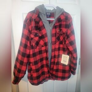 Smith's Jacket Flannel 2XL Plaid Red Black Full Zip Buttons